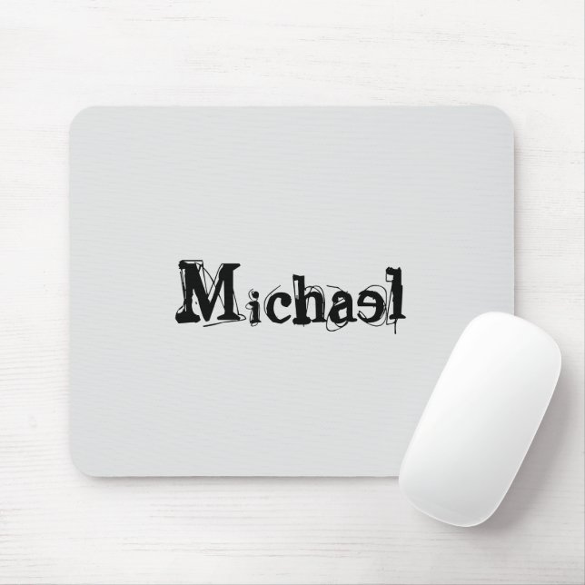 Minimalistic modern monogram name black grey mouse pad (With Mouse)
