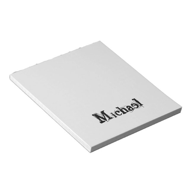 Minimalistic modern monogram name black grey notepad (Angled)