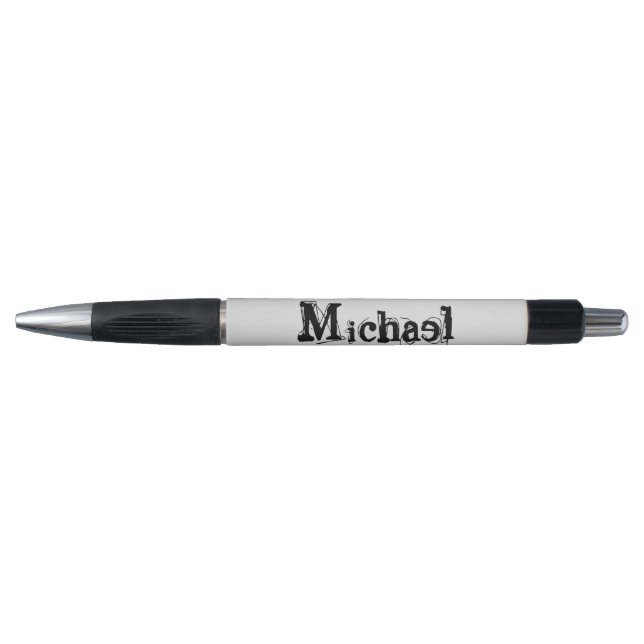 Minimalistic modern monogram name black grey pen (Front)