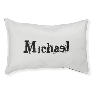 Minimalistic modern monogram name black grey pet bed
