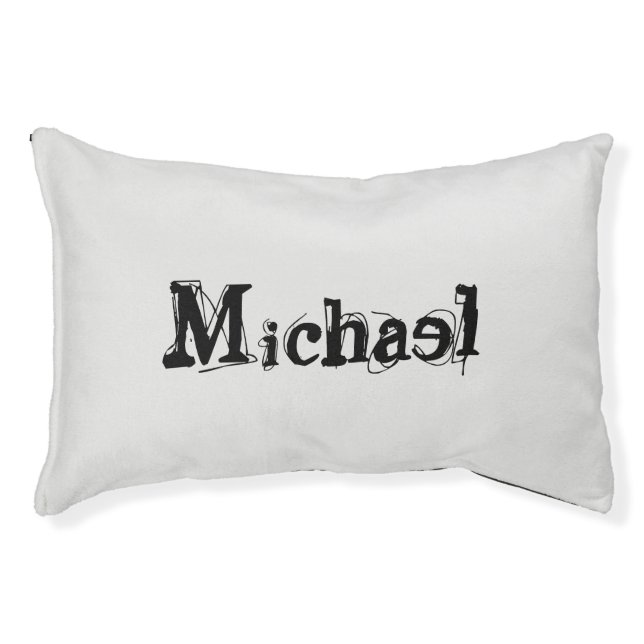 Minimalistic modern monogram name black grey pet bed (Front)