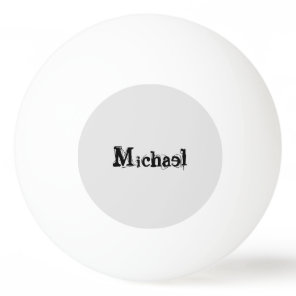 Minimalistic modern monogram name black grey ping pong ball