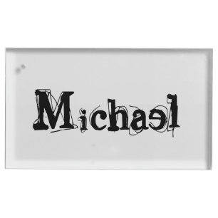 Minimalistic modern monogram name black grey place card holder