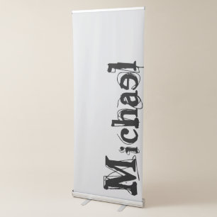 Minimalistic modern monogram name black grey retractable banner