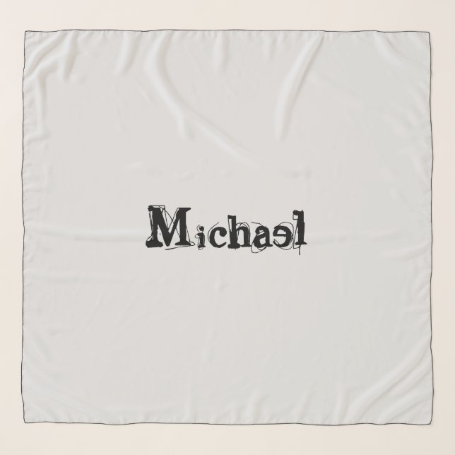Minimalistic modern monogram name black grey scarf (Front)