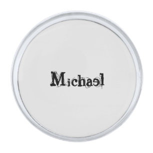 Minimalistic modern monogram name black grey silver finish lapel pin