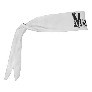 Minimalistic modern monogram name black grey tie headband