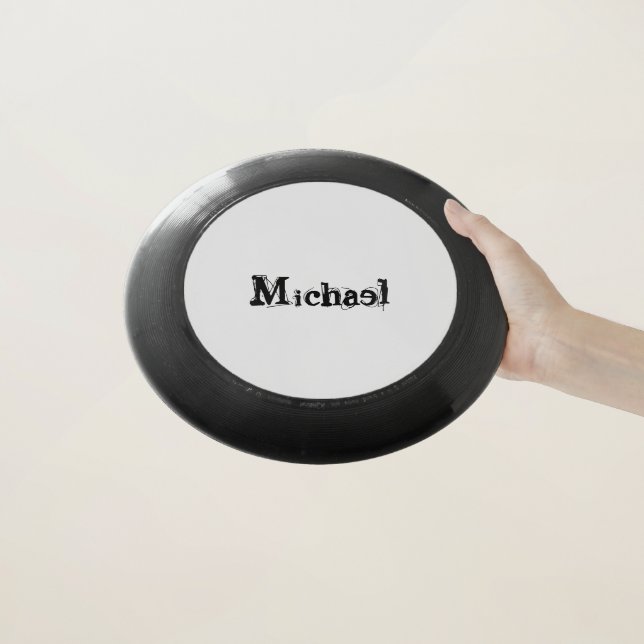 Minimalistic modern monogram name black grey Wham-O frisbee (In Hand)