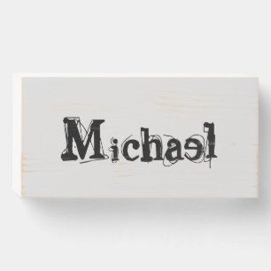 Minimalistic modern monogram name black grey wooden box sign