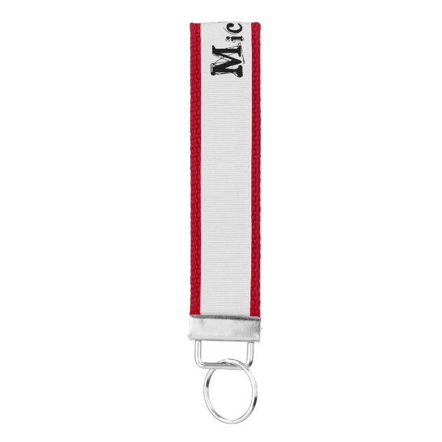 Minimalistic modern monogram name black grey wrist keychain (Keys on Bottom)