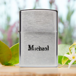 Minimalistic modern monogram name black grey zippo lighter