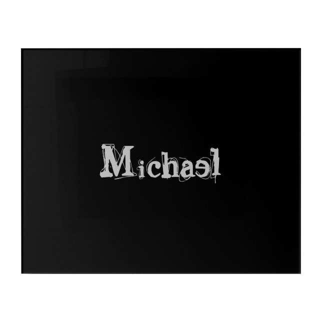 Minimalistic modern monogram name black white acrylic print (Front)