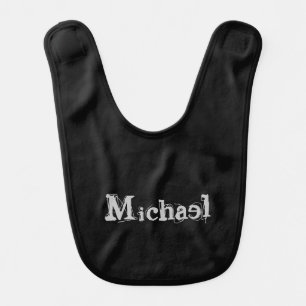 Minimalistic modern monogram name black white baby bib