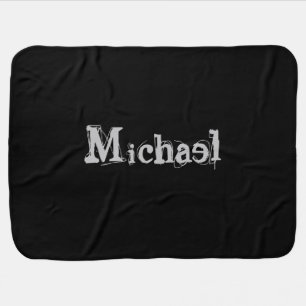 Minimalistic modern monogram name black white baby blanket