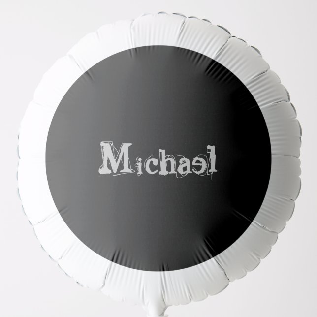 Minimalistic modern monogram name black white balloon (Front)