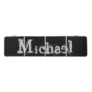 Minimalistic modern monogram name black white beer pong table