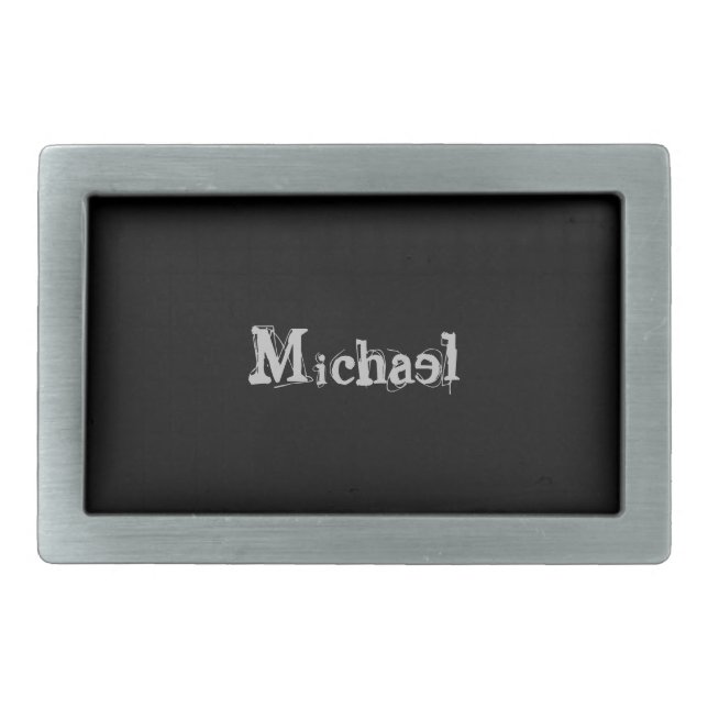 Minimalistic modern monogram name black white belt buckle (Front)