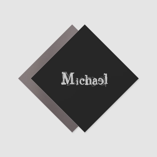 Minimalistic modern monogram name black white car magnet (Front)