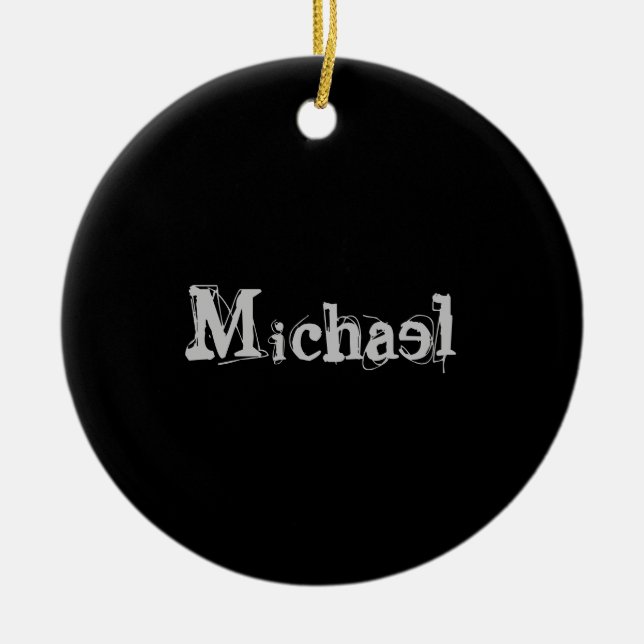Minimalistic modern monogram name black white ceramic ornament (Front)