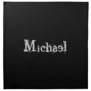 Minimalistic modern monogram name black white cloth napkin