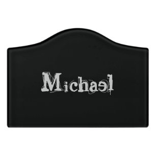 Minimalistic modern monogram name black white door sign