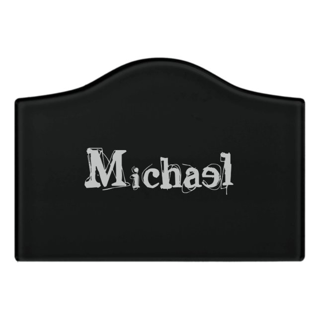 Minimalistic modern monogram name black white door sign (Small Crest Front)