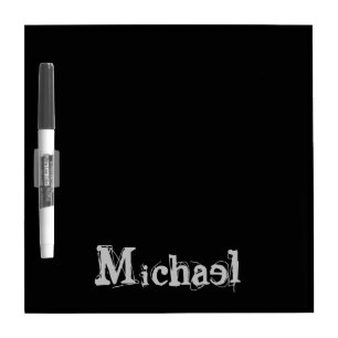 Minimalistic modern monogram name black white dry erase board