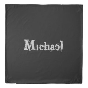 Minimalistic modern monogram name black white duvet cover