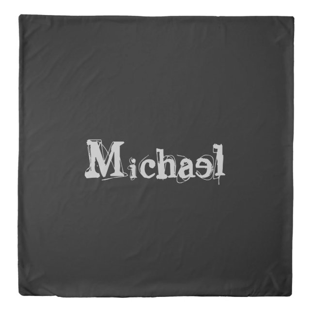 Minimalistic modern monogram name black white duvet cover (Front)