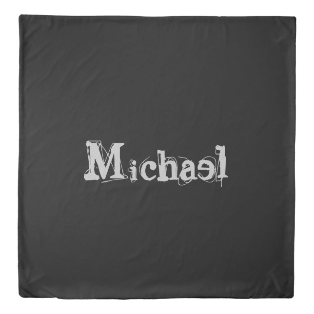 Minimalistic modern monogram name black white duvet cover (Front)
