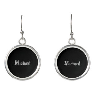 Minimalistic modern monogram name black white earrings