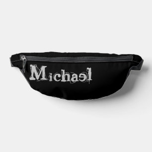 Minimalistic modern monogram name black white fanny pack