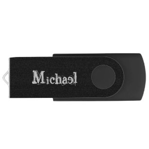 Minimalistic modern monogram name black white flash drive