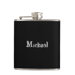 Minimalistic modern monogram name black white flask