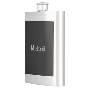 Minimalistic modern monogram name black white flask