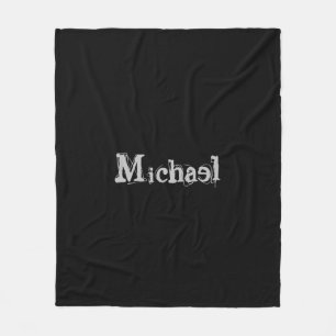 Minimalistic modern monogram name black white fleece blanket