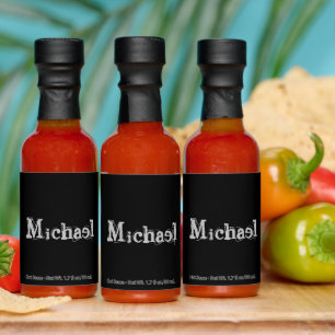 Minimalistic modern monogram name black white hot sauces