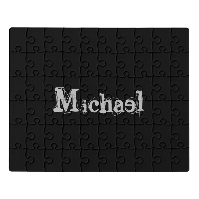 Minimalistic modern monogram name black white jigsaw puzzle (Puzzle Horizontal)