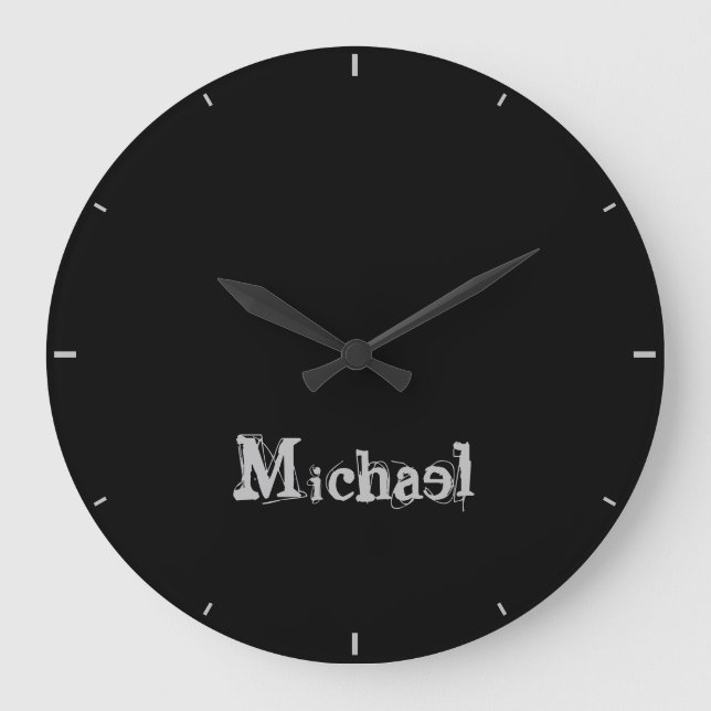 Minimalistic modern monogram name black white large clock (Front)