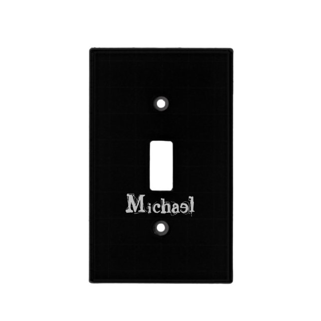 Minimalistic modern monogram name black white light switch cover (Front)