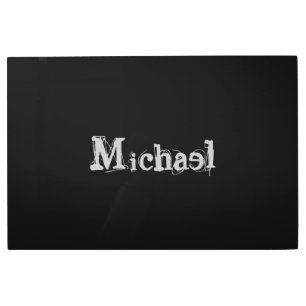 Minimalistic modern monogram name black white metal print
