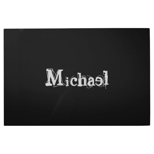 Minimalistic modern monogram name black white metal print (Front)