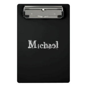Minimalistic modern monogram name black white mini clipboard