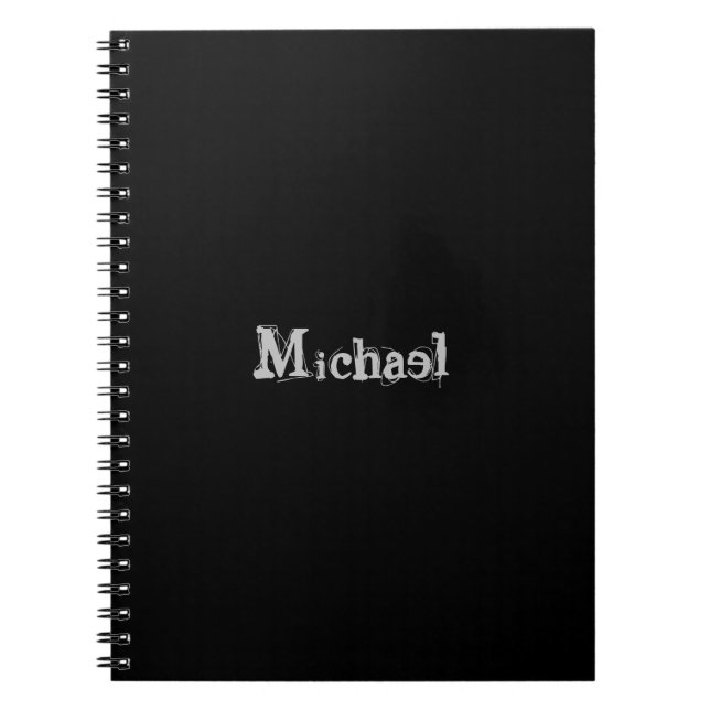 Minimalistic modern monogram name black white notebook (Front)