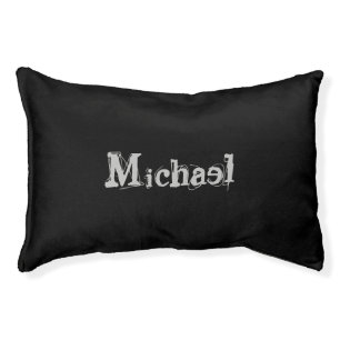 Minimalistic modern monogram name black white pet bed