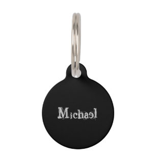 Minimalistic modern monogram name black white pet ID tag