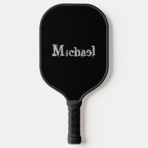 Minimalistic modern monogram name black white pickleball paddle