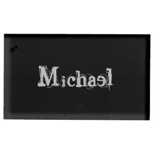 Minimalistic modern monogram name black white place card holder