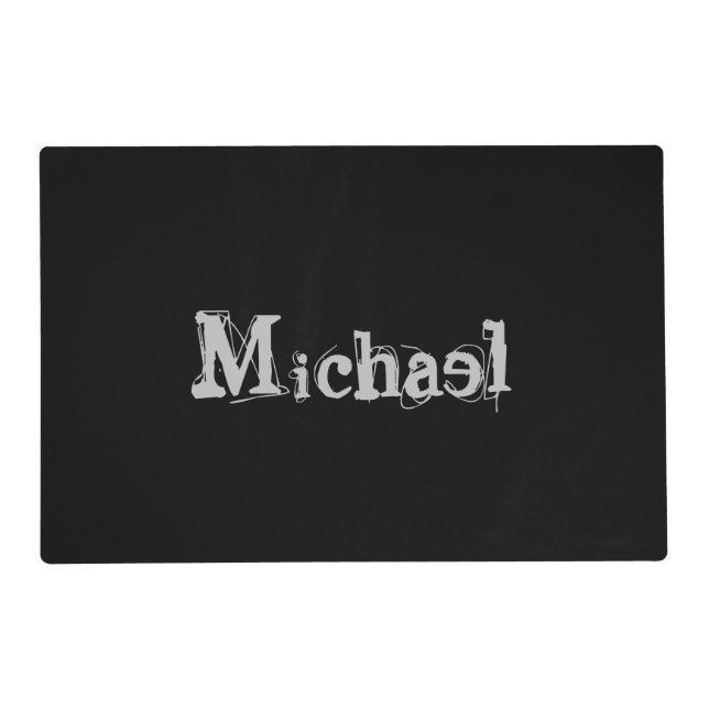 Minimalistic modern monogram name black white placemat (Front)