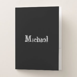 Minimalistic modern monogram name black white pocket folder